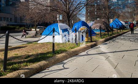 Washington, DC, USA -- March 21, 2022. A Tent City in Nation's Capitol Stock Photo