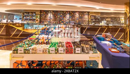 View of the gallery inside the cruise ship MSC Seaside, cruise ship of MSC Cruises on July 15, 2021. Stock Photo