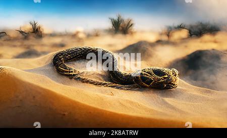 Dead viper snake on Desert near Tabuk Saudi Arabia Stock Photo