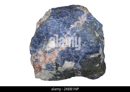 Sodalite - blue massive with biotite and feldspar Stock Photo