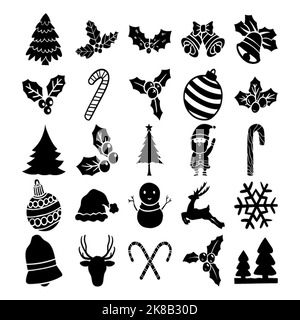 Set of Christmas design element in doodle style for christmas and happy new year element Stock Vector