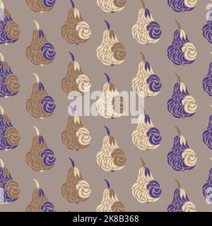 Vector seamless pattern with stylized hand drawn pears. Design with decorative pears. Stock Vector