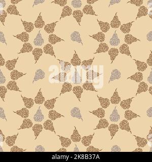 Vector seamless pattern with decorative pears. Sophisticated hand drawn design. Stock Vector