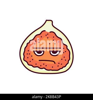 Depressed fig color line icon. Mascot of emotions Stock Vector