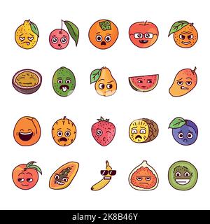 Characters color line icon. Mascots of emotions. Stock Vector