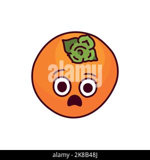 Surprised persimmon color line icon. Mascot of emotions Stock Vector