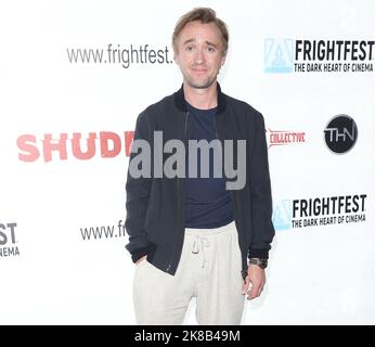 Harry Potter actor Tom Felton attends premiere of 'Burial' at Arrow FrightFest held at Cineworld Leicester Square in London. This is a first big offic Stock Photo