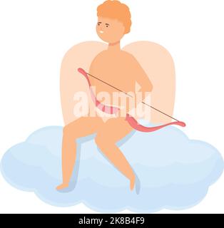 Cupid on cloud icon cartoon vector. Love day. Baby heart Stock Vector