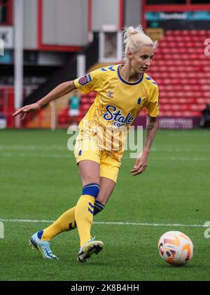 Walsall, UK. 22nd Oct, 2022. Walsall, England, October 22nd 2022: Nathalie Bjorn (5 Everton) on the ball during the Barclays FA Womens Super League match between Aston Villa and Everton at Bescot Stadium in Walsall, England (Natalie Mincher/SPP) Credit: SPP Sport Press Photo. /Alamy Live News Stock Photo