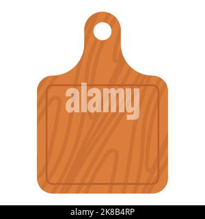 Cartoon wooden pizza board. Restaurant empty utensil for food and chop board for kitchen icon isolated white. Handles plank tray for cutting and cooki Stock Vector