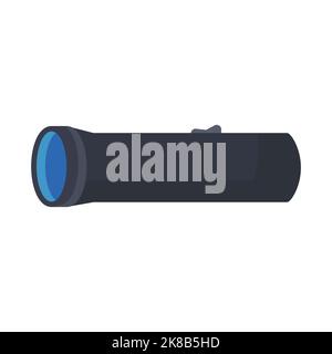 Camping flashlight vector illustration icon isolated white background. Camp travel and outdoor hiking equipment. Summer adventure for forest and vacat Stock Vector