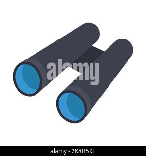 Binoculars vector illustration icon isolated white background. Vision symbol and view discovery instrument. Travel look object and spy sign. Watch too Stock Vector