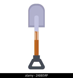Camping shovel vector illustration icon isolated white background. Camp travel equipment and hiking tourism tool. Adventure sign and outdoor camping e Stock Vector