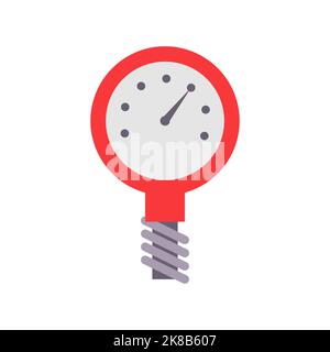 Pressure gauge vector icon measure illustration. Meter power fuel equipment and measurement scale isolated white. Industrial manometer control indicat Stock Vector