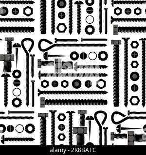 Screw hex bolt seamless pattern design illustration isolated on white background Stock Vector