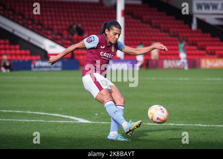 Walsall, UK. 22nd Oct, 2022. Walsall, England, October 22nd 2022: Kenza Dali (10 Aston Villa) strikes the ball during the Barclays FA Womens Super League match between Aston Villa and Everton at Bescot Stadium in Walsall, England (Natalie Mincher/SPP) Credit: SPP Sport Press Photo. /Alamy Live News Stock Photo
