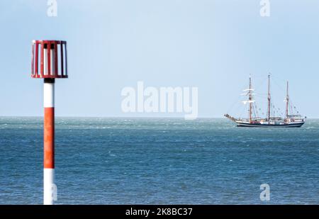 Barquentine Tall ship Palinuro anchoured off Margate Kent UK Stock Photo