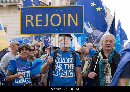 Protest march for the UK to rejoin the European Union after Brexit. London - 22nd October 2022 Stock Photo