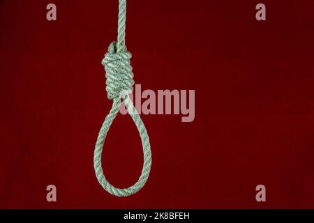 Hangmans rope noose against a red background Stock Photo