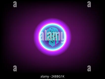 Finger scan touch display security control identification technology futuristic database abstract background vector illustration Stock Vector
