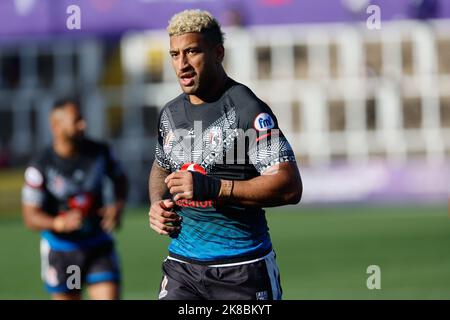 Newcastle, UK. 10th Sep, 2022. Viliame Kikau of Fiji is pictured during The 2021 Rugby League World Cup match between Fiji and Italy at Kingston Park, Newcastle on Saturday 22nd October 2022. (Credit: Chris Lishman | MI News) Credit: MI News & Sport /Alamy Live News Stock Photo