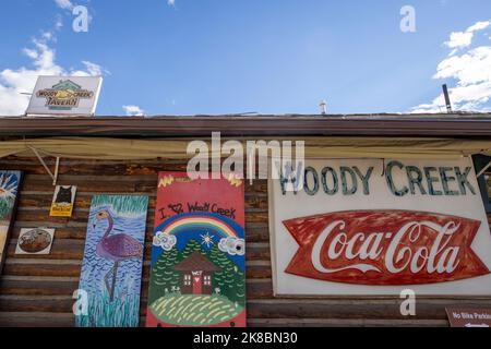 Woody Creek Tavern Hunter S. Thompson hang out near his house in Woody Creek, Colorado. Stock Photo