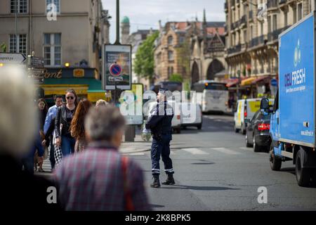 Traffic Cop in the streets of Paris Stock Photo