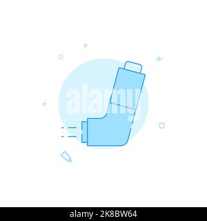 Asthma inhaler vector icon. Flat illustration. Filled line style. Blue monochrome design. Editable stroke. Adjust line weight. Stock Vector