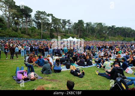Crowd at the Hardly Strictly Bluegrass music festival at Golden Gate Park, San Francisco, California, USA; annual outdoor concert held in October. Stock Photo