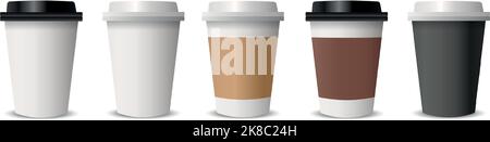Realistic cups for coffee and tea on a white background - Vector illustration Stock Vector