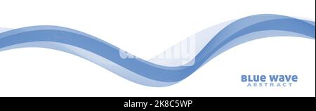 Simple abstract blue transparent wave by thin lines. Subtle vector graphics Stock Vector