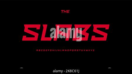 Slab serif font, italic bold alphabet, slabs letters for unique logo, contemporary shirts lettering, urban monogram, college sports team sportswear Stock Vector