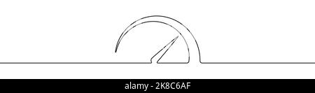Continuous linear drawing of speedometer. Speedometer silhouette. Abstract background drawn with one line. Vector illustration. Stock Vector