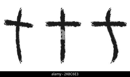 Cross icon. Set of grunge christian crosses. Religion symbols. Vector illustration. Stock Vector