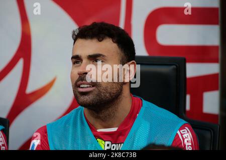 Milan, Italy. 22nd Oct, 2022. Petagna of As Monza during the Italian Serie A, football match between Ac Milan As Monza, on 22 October 2022 at San Siro Stadium, Italy. Photo Nderim Kaceli Credit: Independent Photo Agency/Alamy Live News Stock Photo