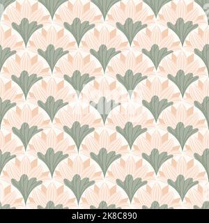 Lotus seamless vector pattern. Water lily and leaves on white background. Stock Vector