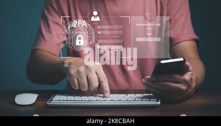 OTP verification code, One Time Password, temporary secure PIN-code from mobile phone SMS, Personal online cyberspace security privacy protection data Stock Photo