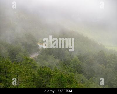 Overcast view of the landscape of Hehuanshan at Taiwan Stock Photo