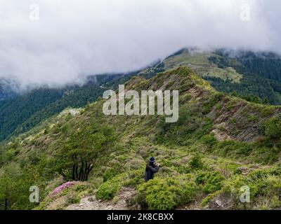 Overcast view of the landscape of Hehuanshan at Taiwan Stock Photo