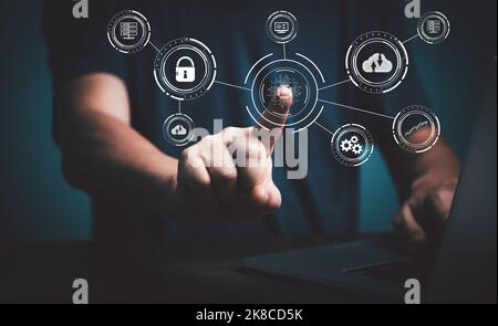 Internet digital transformation change management, new technology big data and business process strategy, automate operation, customer service managem Stock Photo