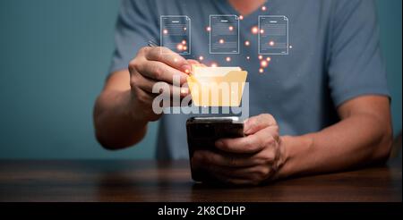 Document Management System (DMS), online documentation database and process automation to efficiently manage files, knowledge and documentation in ent Stock Photo