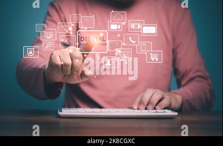 Digital transformation technology strategy, digitization and digitalization of business processes and data, optimize and automate operations, customer Stock Photo