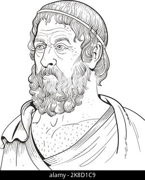 sophocles is one of three ancient Greek tragedians, at least one of whose plays has survived in full. His first plays were written later than, or cont Stock Vector