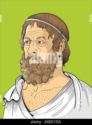 sophocles is one of three ancient Greek tragedians, at least one of whose plays has survived in full. His first plays were written later than, or cont Stock Vector