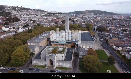 Aerial photo Swansea Guildhall and The Brangwyn Hall - Autumn 2022 Stock Photo