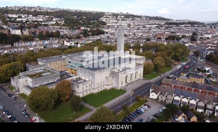 Aerial photo Swansea Guildhall and The Brangwyn Hall - Autumn 2022 Stock Photo