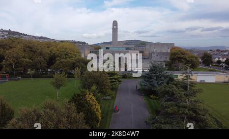 Aerial photo Swansea Guildhall and The Brangwyn Hall - Autumn 2022 Stock Photo