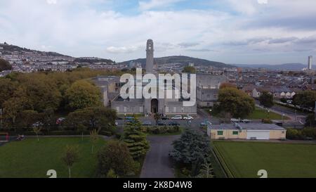 Aerial photo Swansea Guildhall and The Brangwyn Hall - Autumn 2022 Stock Photo