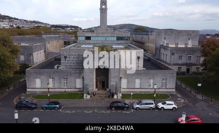 Aerial photo Swansea Guildhall and The Brangwyn Hall - Autumn 2022 Stock Photo