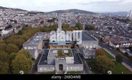 Aerial photo Swansea Guildhall and The Brangwyn Hall - Autumn 2022 Stock Photo